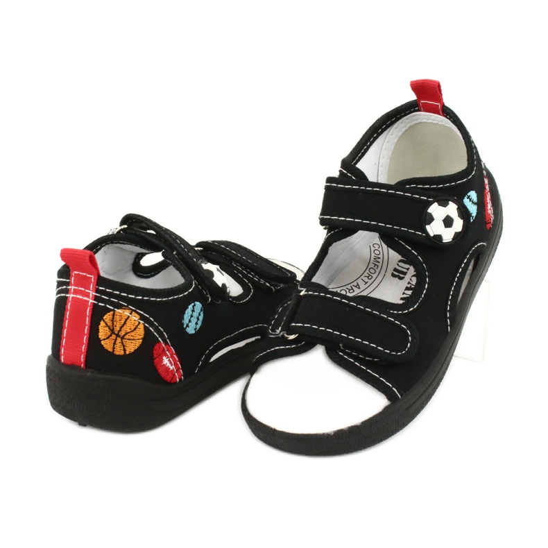 American Club Sandalen Jungen American TEN27 Hausschuhe Ball schwarz 3