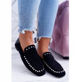 Lu Boo Damen Black Lords Ballerinas mit Planta Strasssteinen schwarz 1