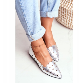 Lu Boo Damen Ballerinas Silber Metallic Dianna grau 2