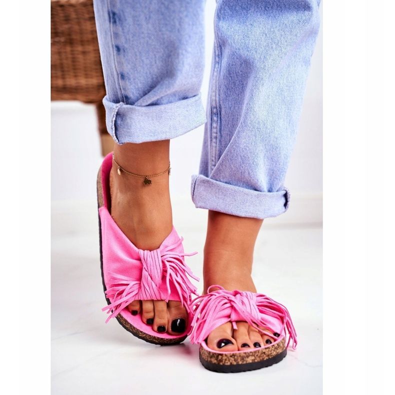 BUGO Rosa Fluo-Flip-Flops für Damen auf Korkfransen Marina 2