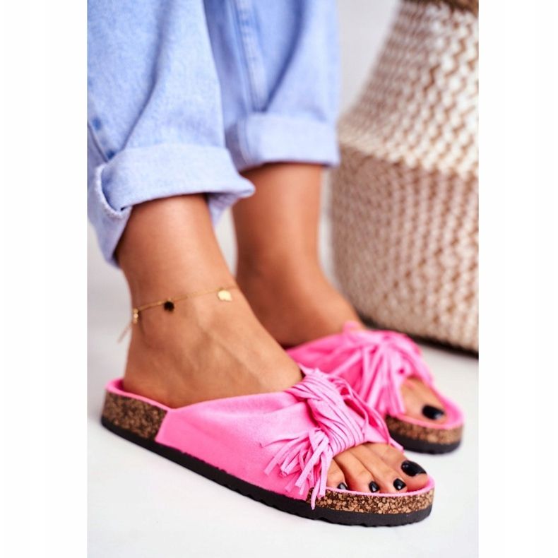 BUGO Rosa Fluo-Flip-Flops für Damen auf Korkfransen Marina 1