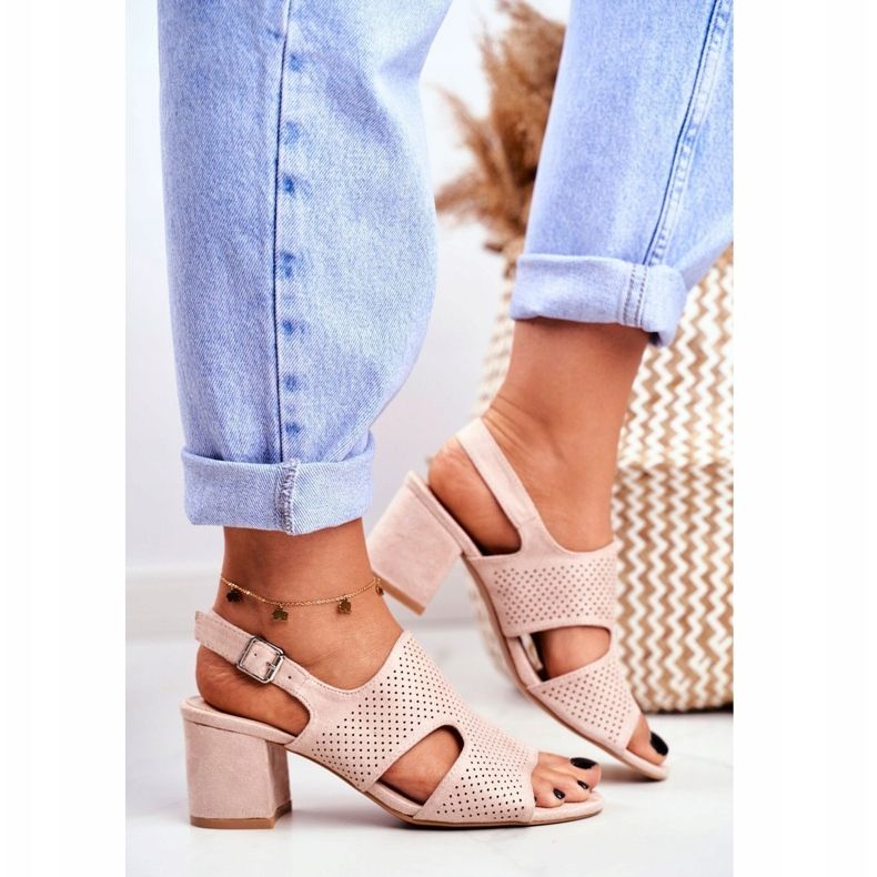 BUGO Damensandalen mit Absatz Durchbrochene Beige Valery 1