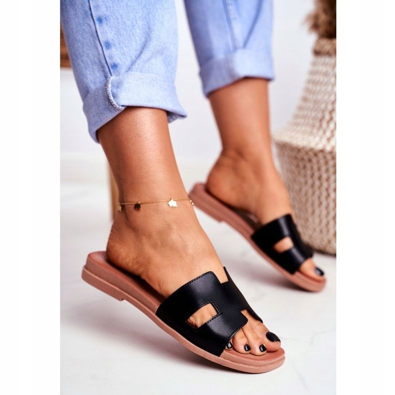 BUGO Schwarze geometrische klassische Theodora Hausschuhe für Damen 1