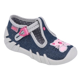 Befado Kinderschuhe 110P378 marineblau rosa grau 1