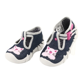 Befado Kinderschuhe 110P378 marineblau rosa grau 3