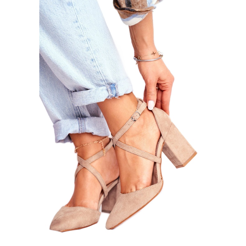 SEA Damen Pumps mit Absatz in Spitz Beige Traffic 1