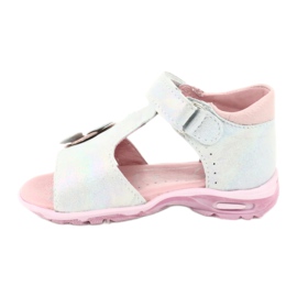 Sandalen glänzend mit Klettverschluss Ren But 1406 weiß blau grau rosa 1