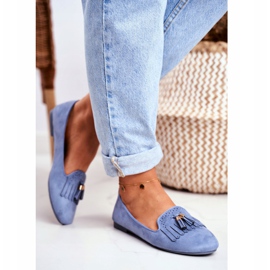 BUGO Damen Slipper Blue Lords Fringes Therese blau 2