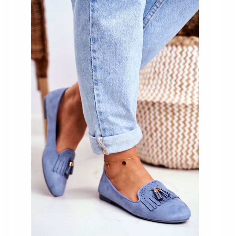 BUGO Damen Slipper Blue Lords Fringes Therese blau 2