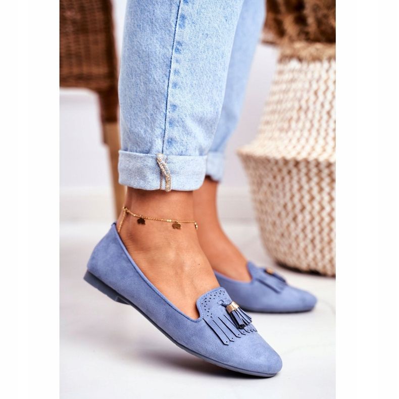 BUGO Damen Slipper Blue Lords Fringes Therese blau 1
