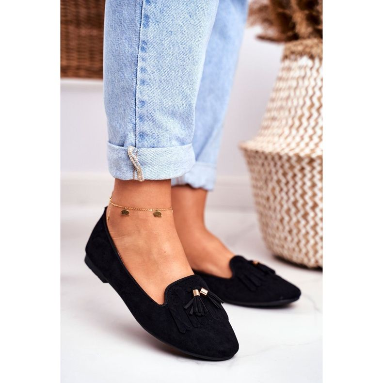 BUGO Damen Slipper Black Lords Fringes Therese schwarz 1