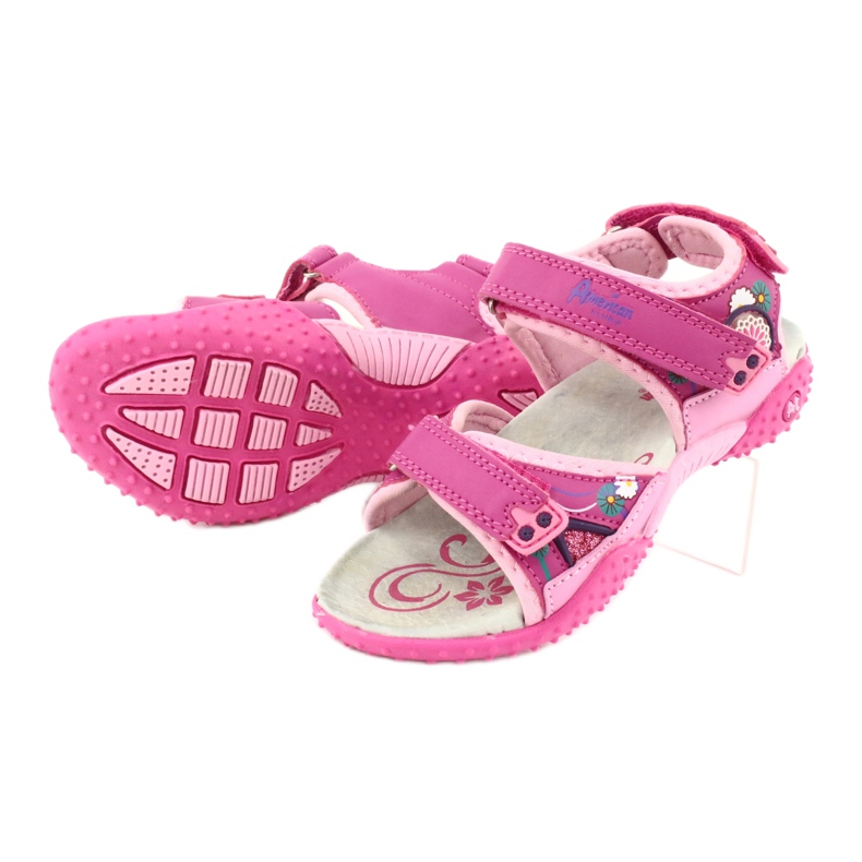 American Club Mädchensandalen mit Ledereinsatz American 1232 pink lila rosa 2