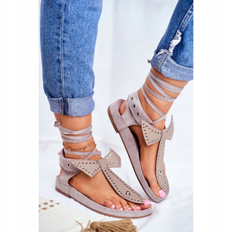 Lu Boo Damen Grau gebundene Sandalen Japanese Mara 1
