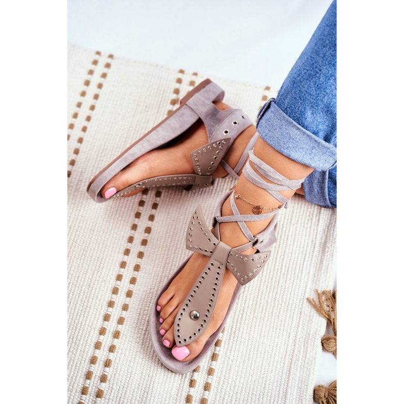 Lu Boo Damen Grau gebundene Sandalen Japanese Mara 3