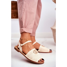 Beige Damen Flache Sandalen Lu Boo Geflochten Felicia 1