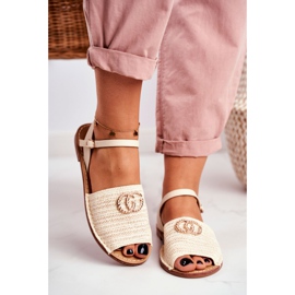 Beige Damen Flache Sandalen Lu Boo Geflochten Felicia 2