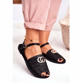 Schwarze Damen Flache Sandalen Lu Boo Geflochtene Felicia 1