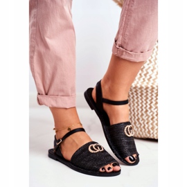 Schwarze Damen Flache Sandalen Lu Boo Geflochtene Felicia 2