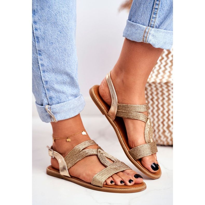 BUGO Flache Sandalen für Damen Gold Rachel golden 2