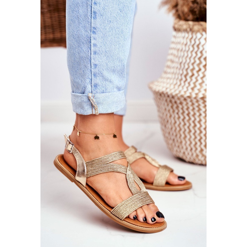 BUGO Flache Sandalen für Damen Gold Rachel golden 1