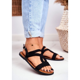 BUGO Damen Sandalen Flat Black Rachel schwarz 1