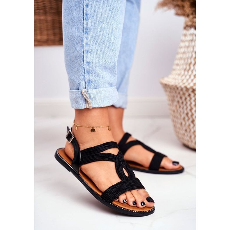 BUGO Damen Sandalen Flat Black Rachel schwarz 1