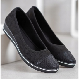 SHELOVET Schwarze Ballerina auf Keil 2