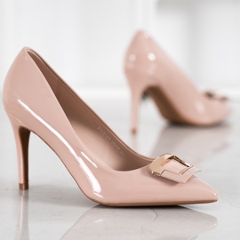 Fama Pumps mit dekorativer Schnalle braun 1