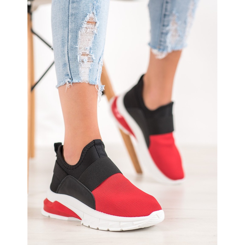 SHELOVET Sport-Sneaker zum Hineinschlüpfen schwarz rot 2