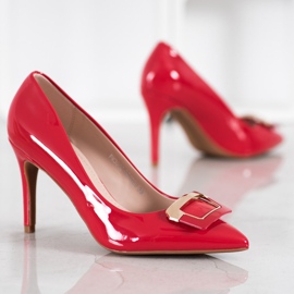 Fama Pumps mit dekorativer Schnalle rot 1