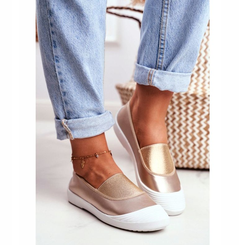 LU BOO Sneakers zum Hineinschlüpfen Goldene Sneakers Justy 2