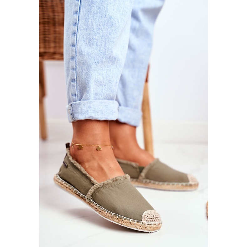 Damen Espadrilles Geflochtene Sohle Khaki Big Star DD274760 grün 1