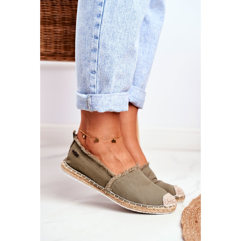 Damen Espadrilles Geflochtene Sohle Khaki Big Star DD274760 grün 2