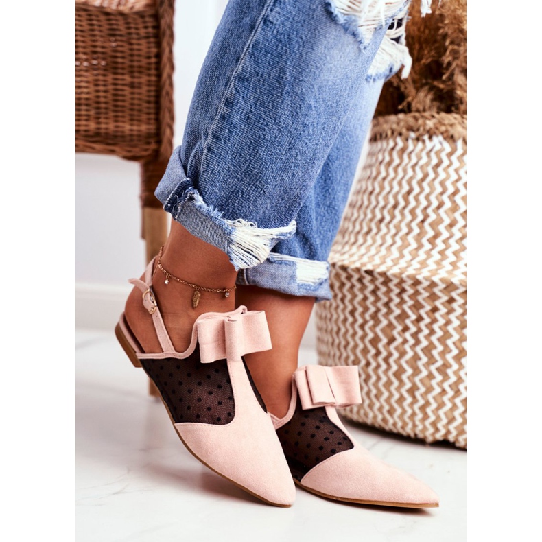 Lu Boo Damen Ballerina Bows Mule Pink Domino rosa 2