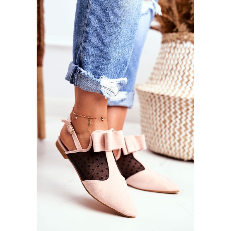 Lu Boo Damen Ballerina Bows Mule Pink Domino rosa 1