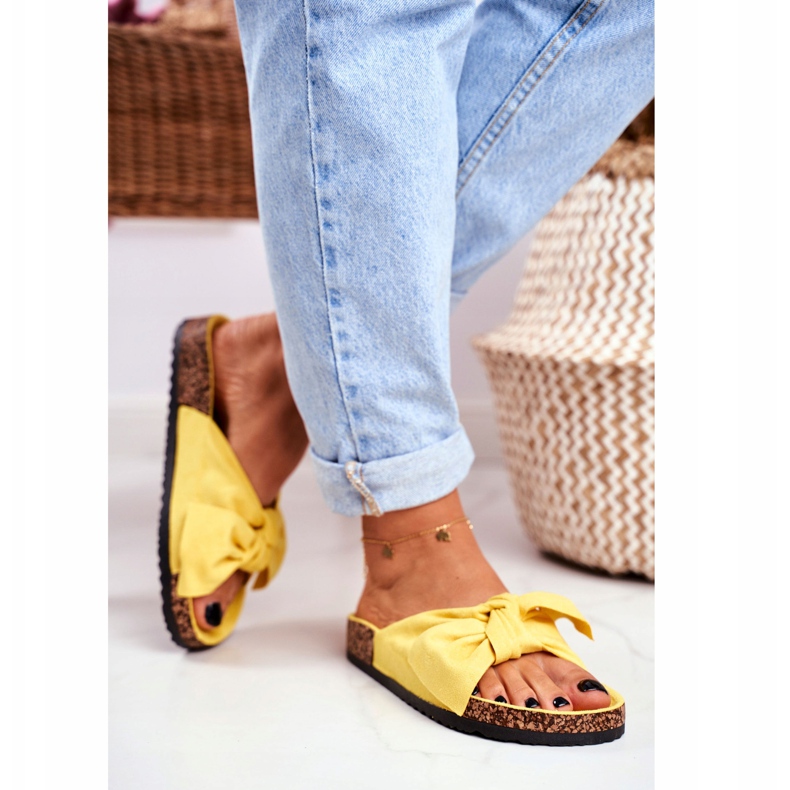 PS1 Gelbe Hausschuhe für Damen mit Korkschleife Wendy 2