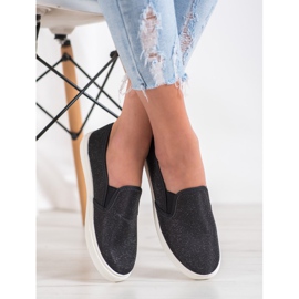 SHELOVET Slip-on-Sneaker mit Glitzer schwarz 1