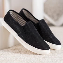 SHELOVET Slip-on-Sneaker mit Glitzer schwarz 2