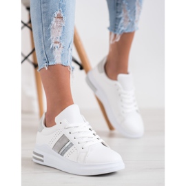 SHELOVET Sneakers mit Wildledereinsätzen weiß 1