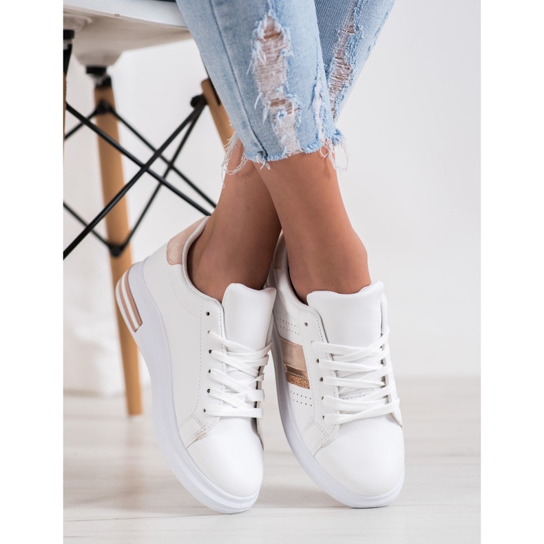 SHELOVET Sneakers mit Wildledereinsätzen weiß 2