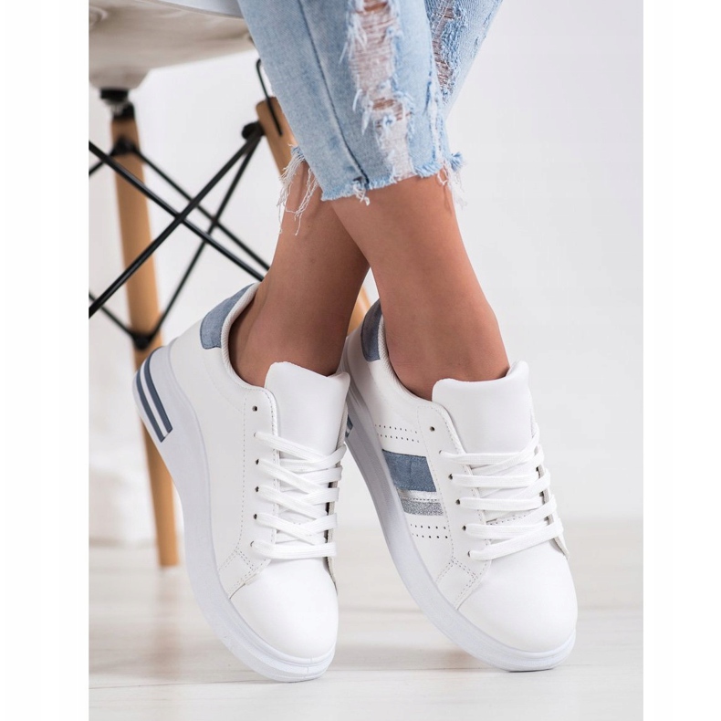 SHELOVET Sneakers mit Wildledereinsätzen weiß 2