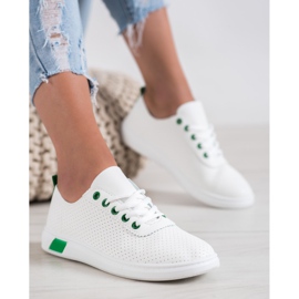 SHELOVET Durchbrochene Sneakers mit Öko-Leder weiß 2