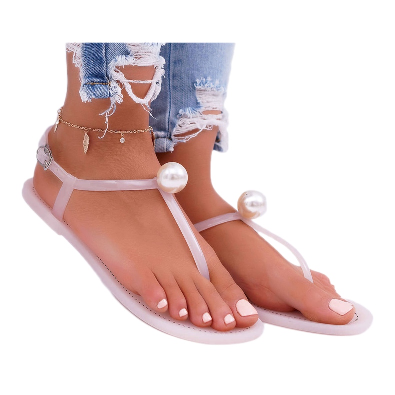 LU BOO Damen Sandalen Flip-Flops Meliski mit Perlrosa Contiro 3