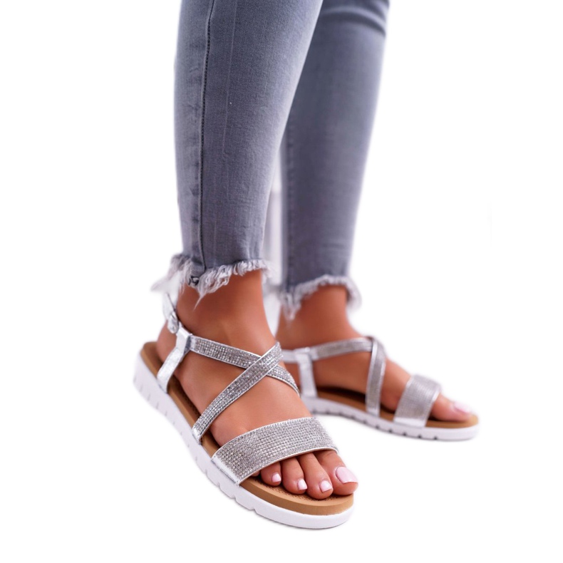 Damen Sandalen Lu Boo Mit Cubic Zirkonia 406-5 Silber Stella grau 1