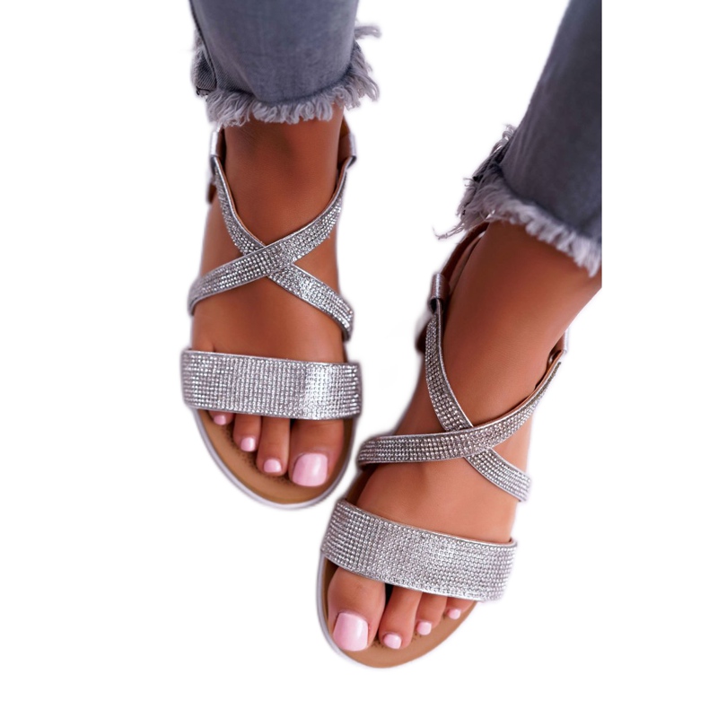 Damen Sandalen Lu Boo Mit Cubic Zirkonia 406-5 Silber Stella grau 2