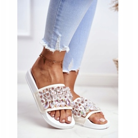 Damen Hausschuhe Lu Boo Crystals Weiß Bobbi 1