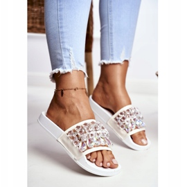 Damen Hausschuhe Lu Boo Crystals Weiß Bobbi 2