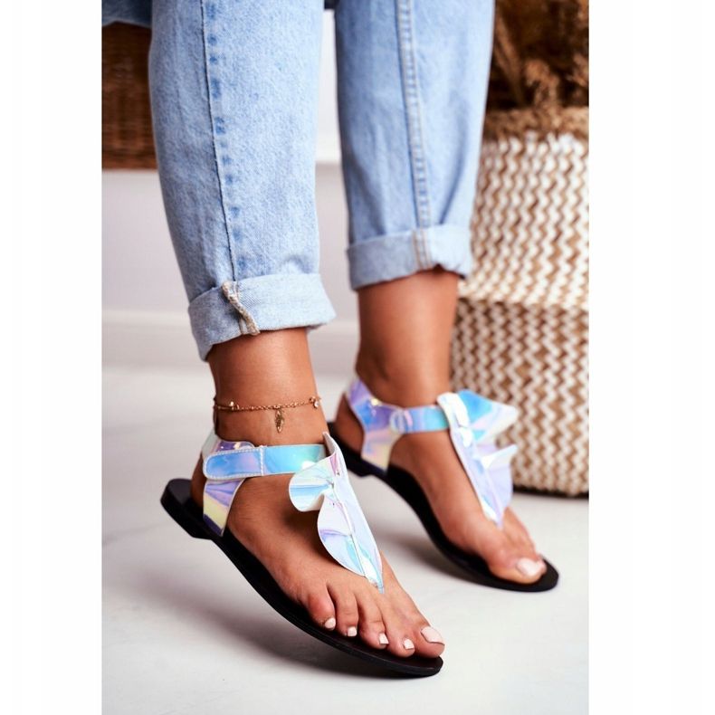 Lu Boo Sandalen Reflektierende Flip-Flops mit Klettverschluss Lottie blau 1
