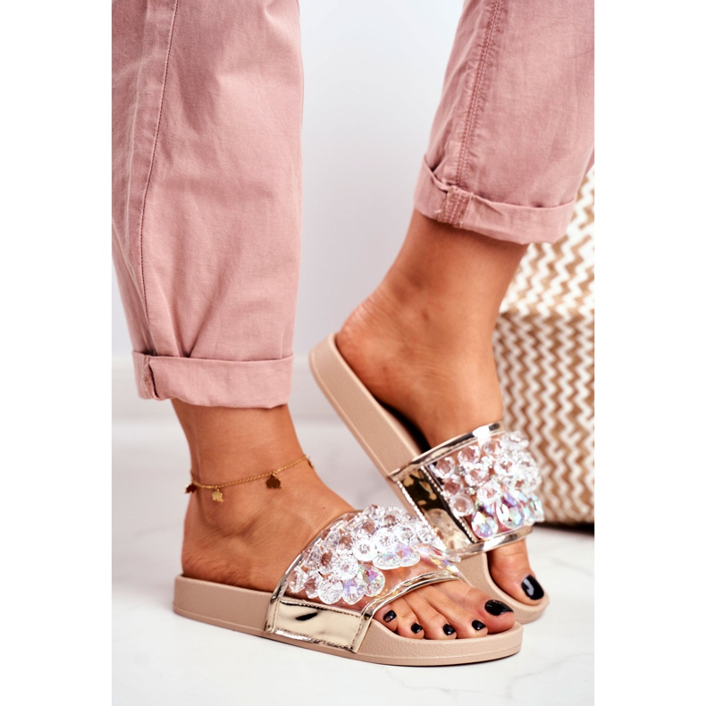 Damen Hausschuhe Lu Boo Kristalle Beige Bobbi 2