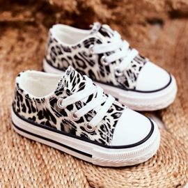 FRROCK Kinder Sneaker Weiß Glänzender Leopard Berni braun braun 1